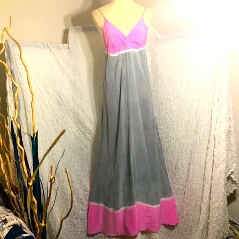 Gypsy 05  100% Silk Tie Dye Maxi Dress  Size XS